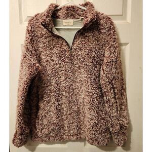 Weatherproof Soft Burgundy Half Zip Soft Furry Pullover Jacket Womens Medium